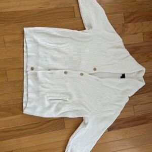 Ribbed Cotton Shawl Collar Cardigan